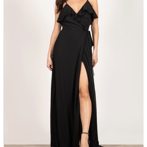 NWT TOBI KRISTEN BLACK CHIFFON WRAP MAXI DRESS SIZE XS Z540-5 - Picture 1 of 3